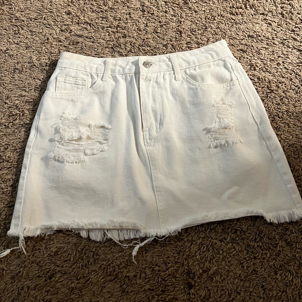 White SHEIN denim skirt! Size M